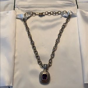 David Yurman Link Necklace with Amethyst Pendant